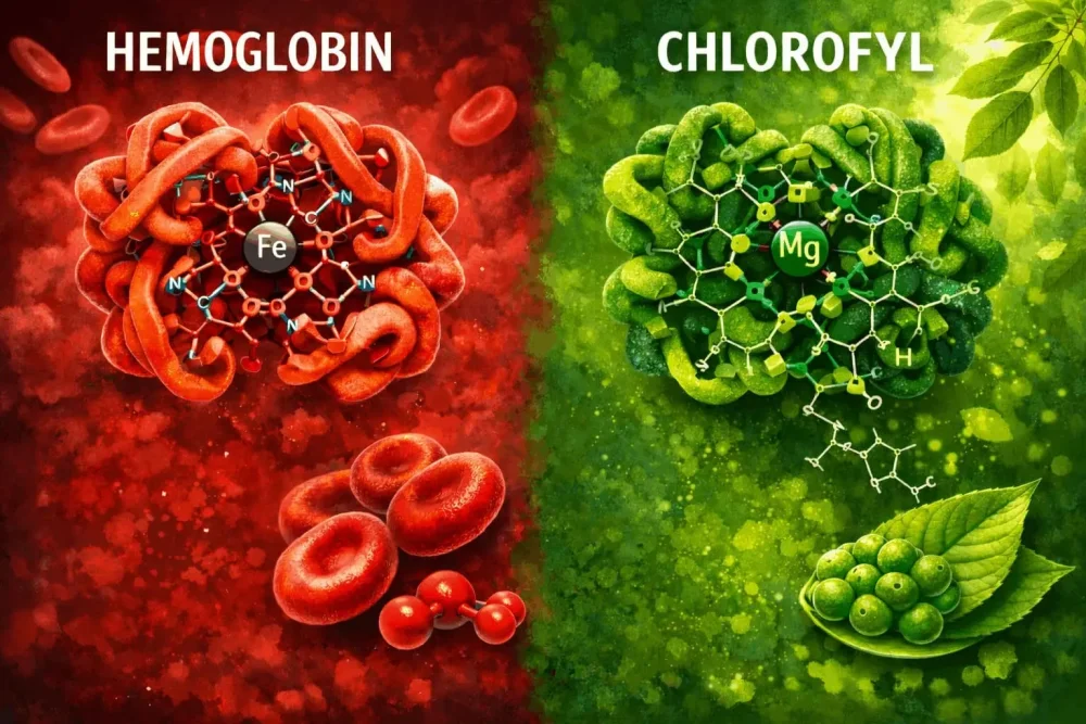 Rozdíl hemoglobinu a chlorofylu