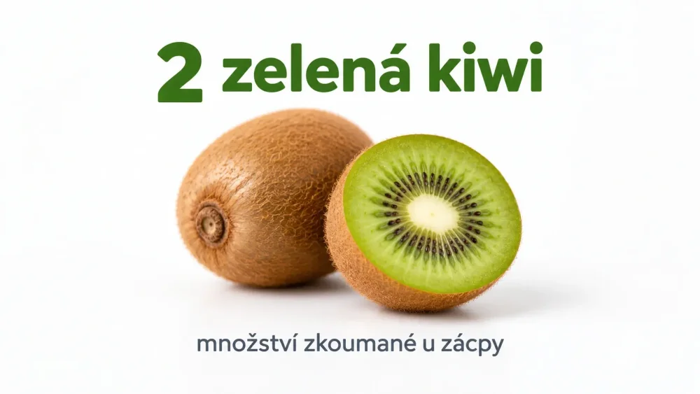 Dve zelené kiwi ako ilustrácia množstva skúmaného v klinickej štúdii pri zápche