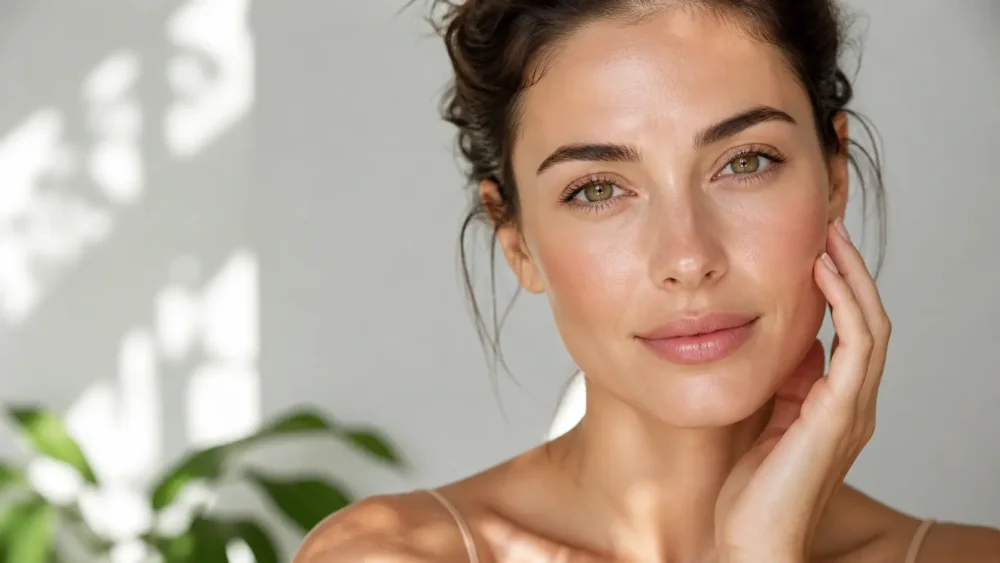 Detail ženy so zdravo vyzerajúcou hydratovanou pokožkou v kontexte beauty starostlivosti a kolagénu.