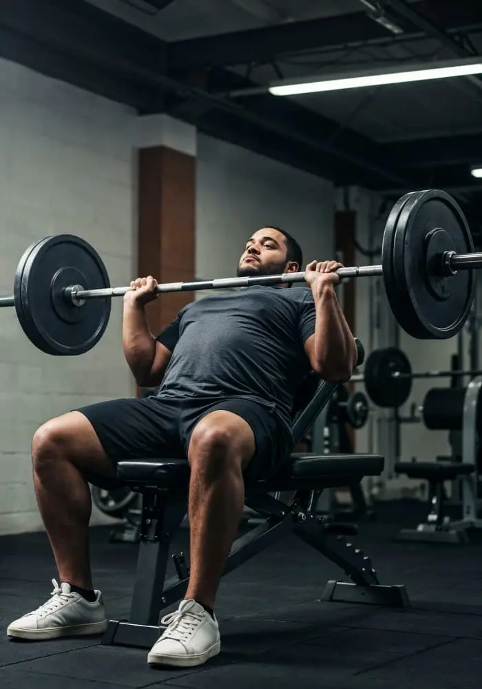 Muž při silovém tréninku – regenerace svalů s hořčíkem
