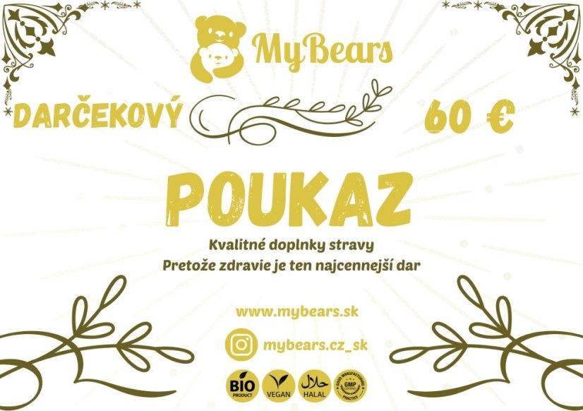 Darčekový poukaz MyBears v hodnote 60 € Darčekový poukaz MyBears v hodnote 60 €