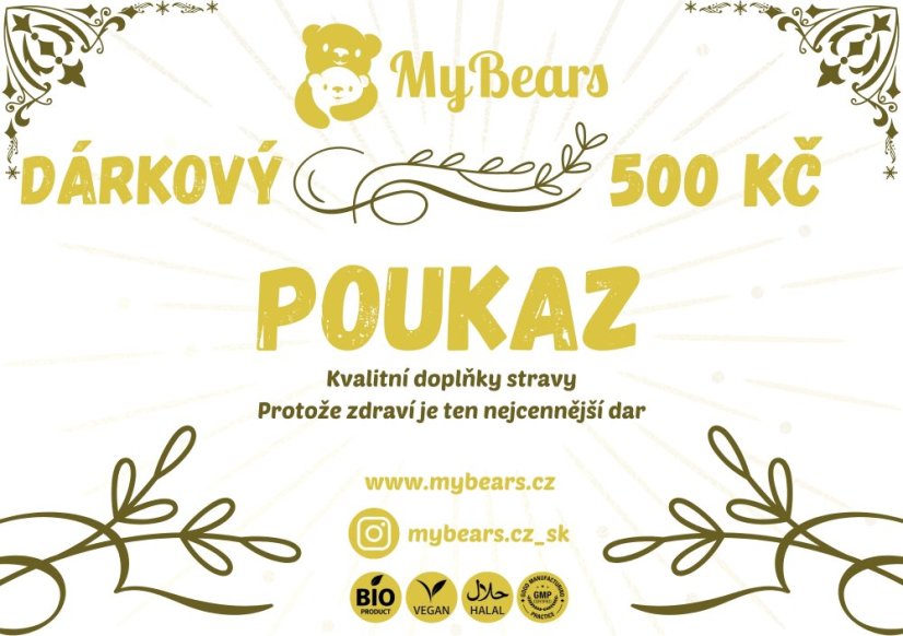 Dárkový poukaz MyBears v hodnotě 500 Kč Dárkový poukaz MyBears v hodnotě 500 Kč