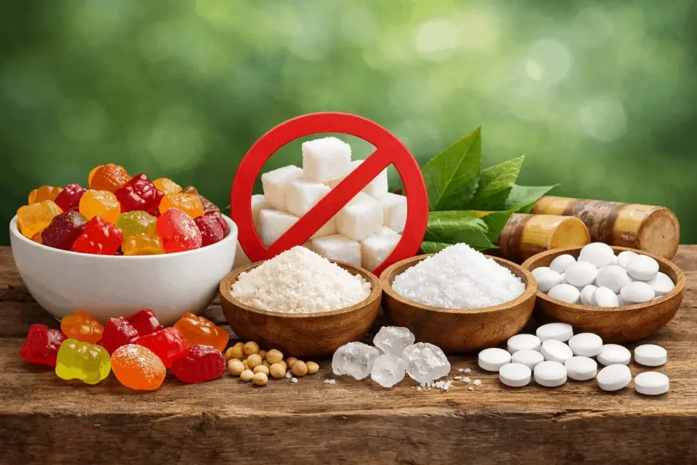 Vitamíny bez cukru a alternativy sladidel v gummies