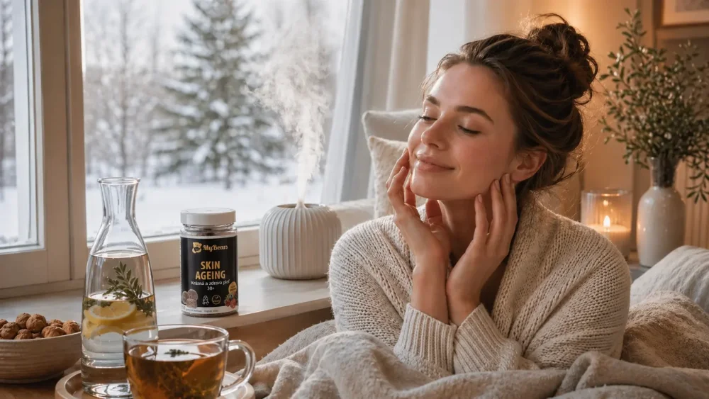 Zimný self-care, pitný režim a doplnok MyBears Krásna a zdravá pleť 30+ ako súčasť beauty rutiny