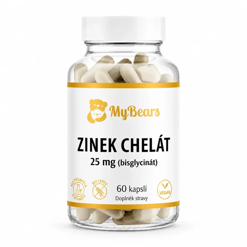 Levně Zinek chelát 25 mg bisglycinát – imunita, pokožka, vlasy a nehty, 60 kapslí | MyBears
