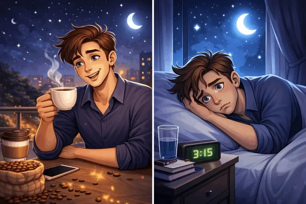 Neskorá káva a následná nespavosť ako ilustrácia súvislosti medzi kofeínom a spánkom