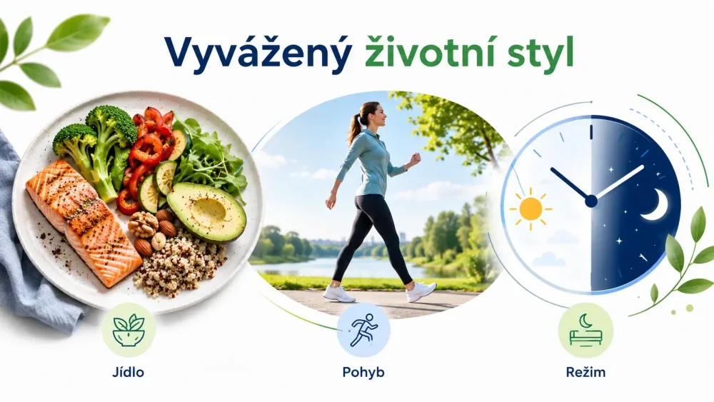 Vyvážené jídlo, pohyb a pravidelný denní režim pro metabolické zdraví