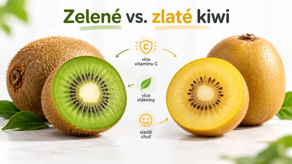 Zelené a zlaté kiwi vedľa seba na porovnanie výživových hodnôt